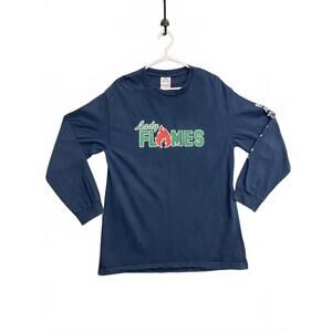 Vintage Y2K Lady Flames Coach 14 Navy Blue Long Sleeve Shirt Alstyle Tag Size L